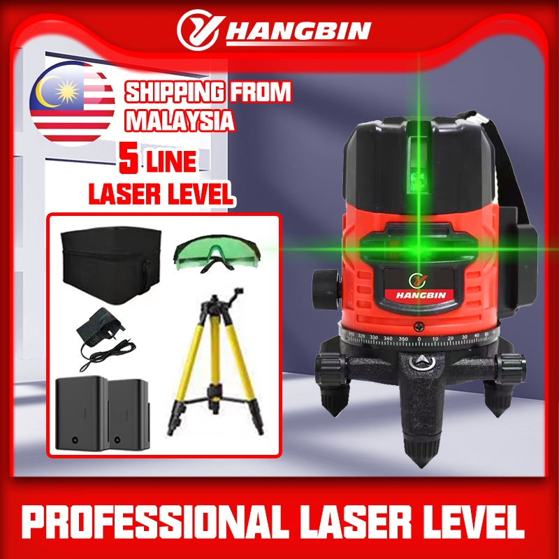 5 Lines 6 Point Adjustable Laser Level 360° Rotary Indoor Outdoor Self ...