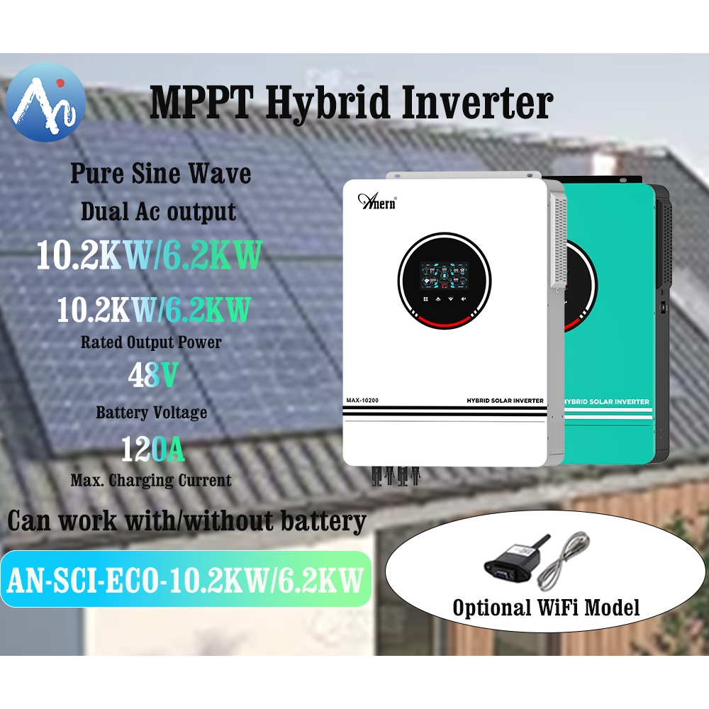Anern 10.2KW 6.2KW Pure sine Wave Solar Inverters MPPT Solar Inverter ...