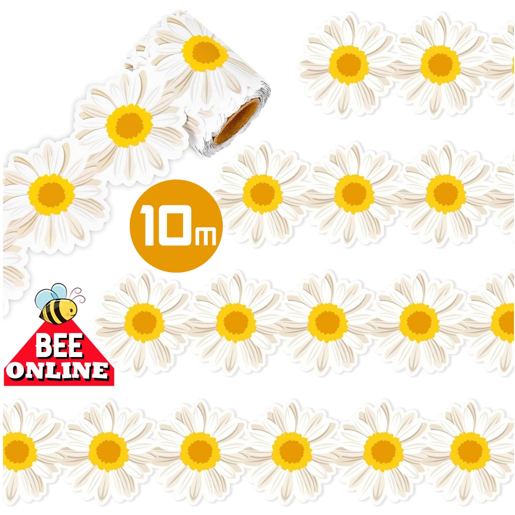 White Daisy Chalkboard Border Board 10 meters Border Wallpaper Sticker ...