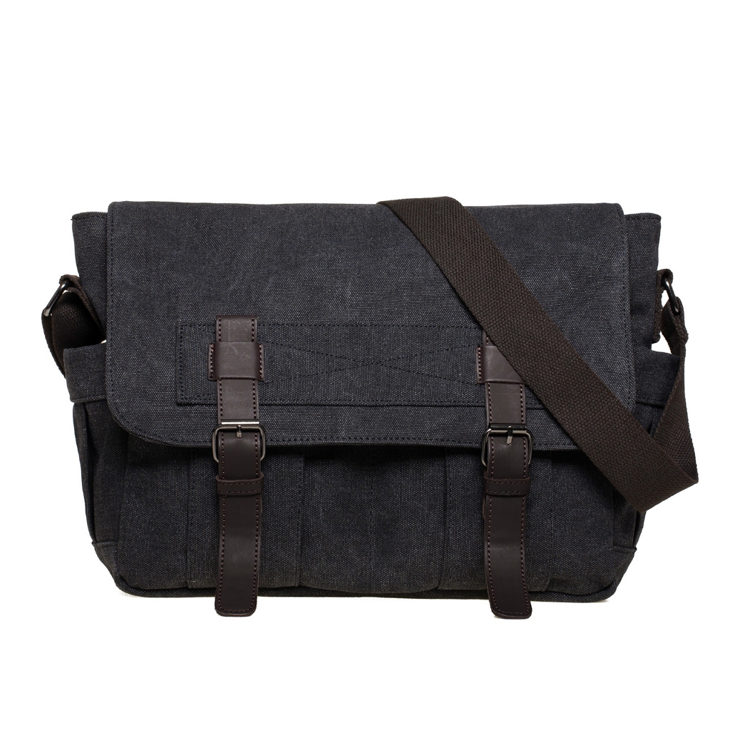 Sac Messenger Vintage En Simili-cuir Avec Ornement Cerf - Noir, Bandoulière Ajustable, Neuf Avec étiquettes