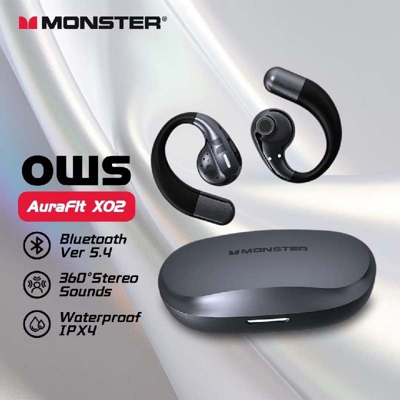 Monster X02 Air Conduction Bluetooth 5.4 Earphones 360° Stereo Sound ...