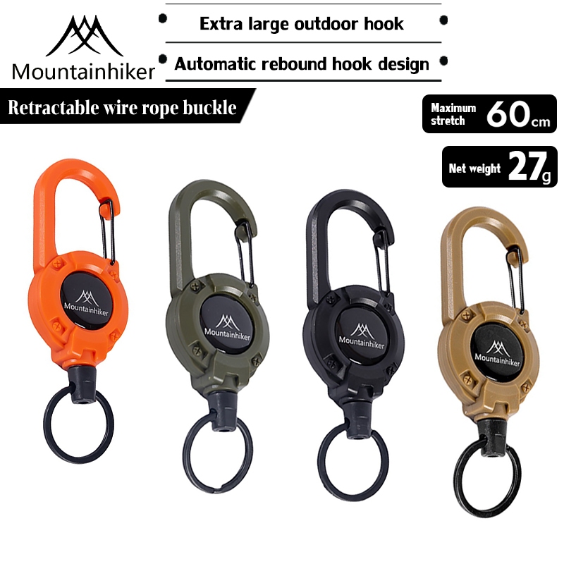 MOUNTAINHIKER automatic retractable wire rope camping rebound buckle ...
