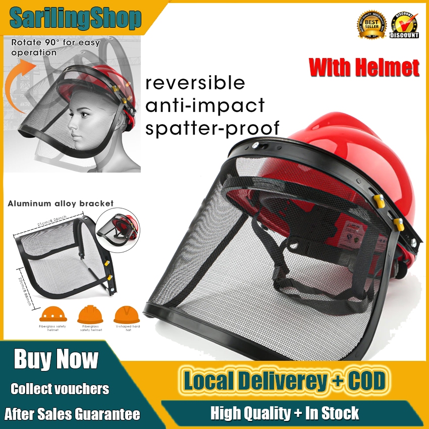 ⭐️Local Stock⭐️ Garden Grass Trimmer Safety Helmet Hat With Full Face ...