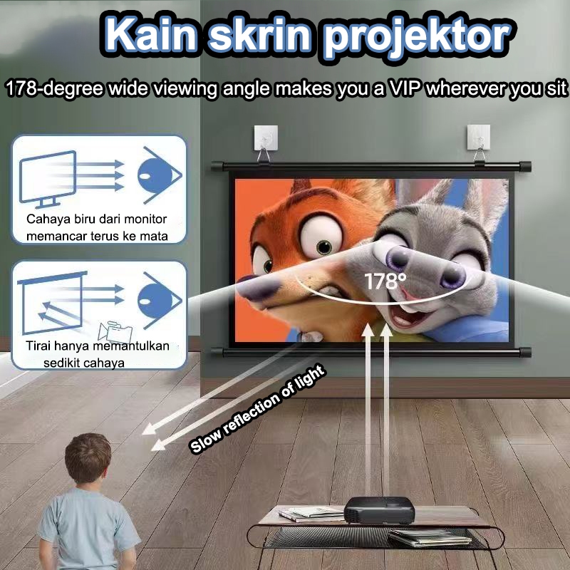 HD Time Tripod Screen Projection Screen 178 Degree Width Time 60/84/100 ...