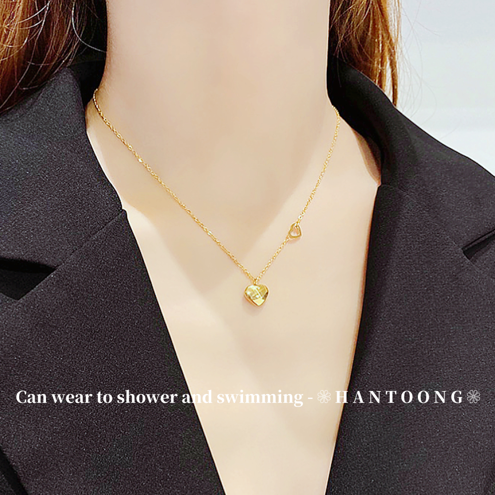 Rantai Leher Perempuan 18K Gold Titanium Necklace for Women Heart