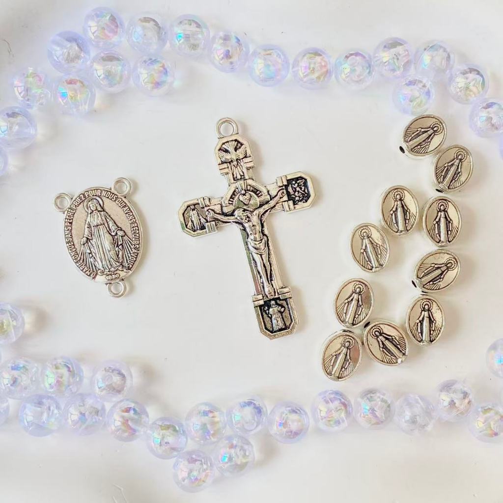 DIY Rosary Making Kit with Cross & Virgin Mary Center Connector ...