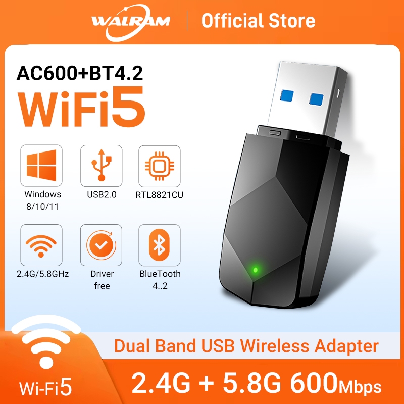 Walram Mini USB WiFi Adapter 600Mbps 5G WiFi5 with Bluetooth4.2 ...
