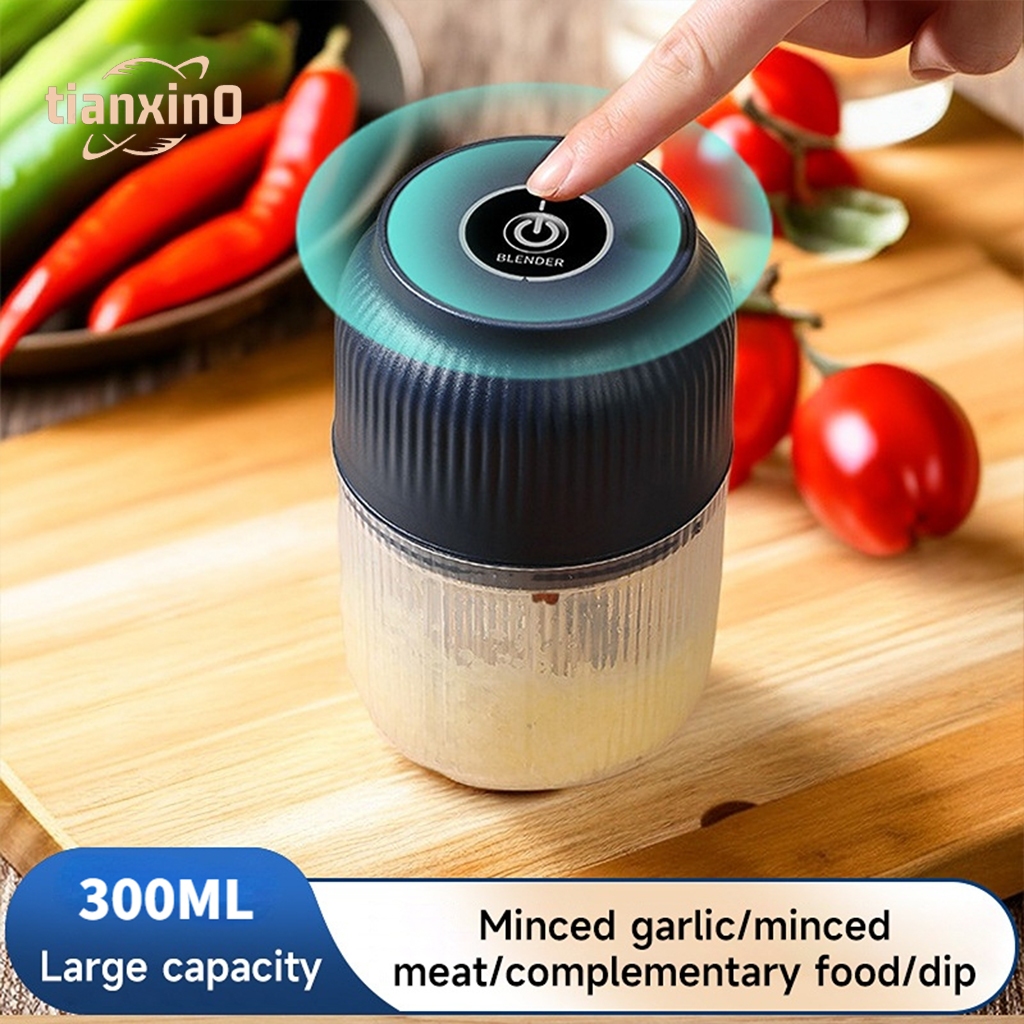 300mL USB Rechargeable Electric Garlic Beater Cutter Rotary Chopper ...