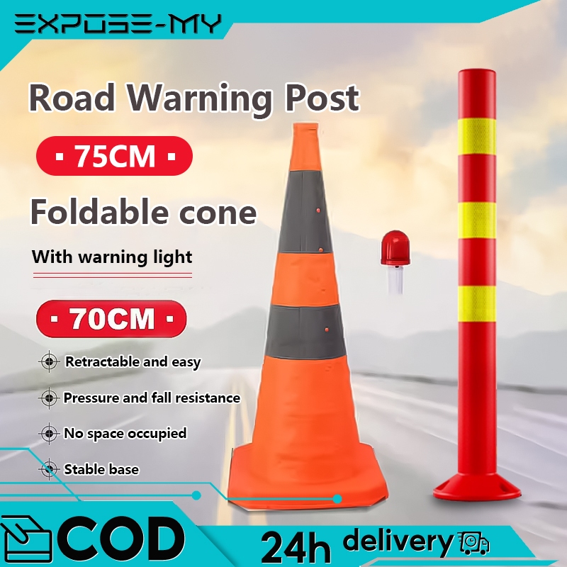 Emergency Reflective Folding Safety Cone ABS Portable Road Warning Post ...