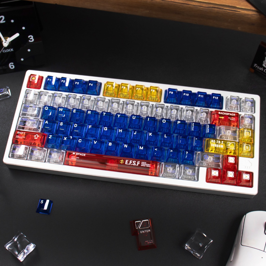 Gundam Keycaps Transparent Blue white RGB Shine through Cherry profile ...