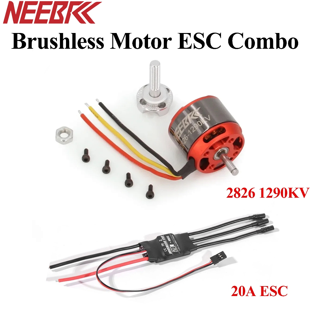 NEEBRC 2826 1290KV Outrunner Brushless Motor With 20A Brushless ESC ...