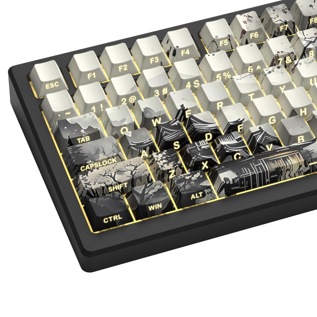 Womier 130 Keys PBT Dye Sub Side Printed Shine Through Keycaps Set ...