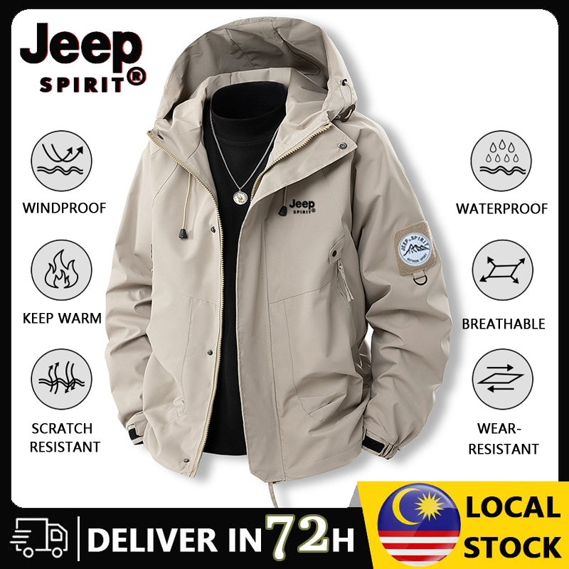 【2-3 days arrive!!!】JEEP SPIRIT Hiking Waterproof Jacket For Men And ...