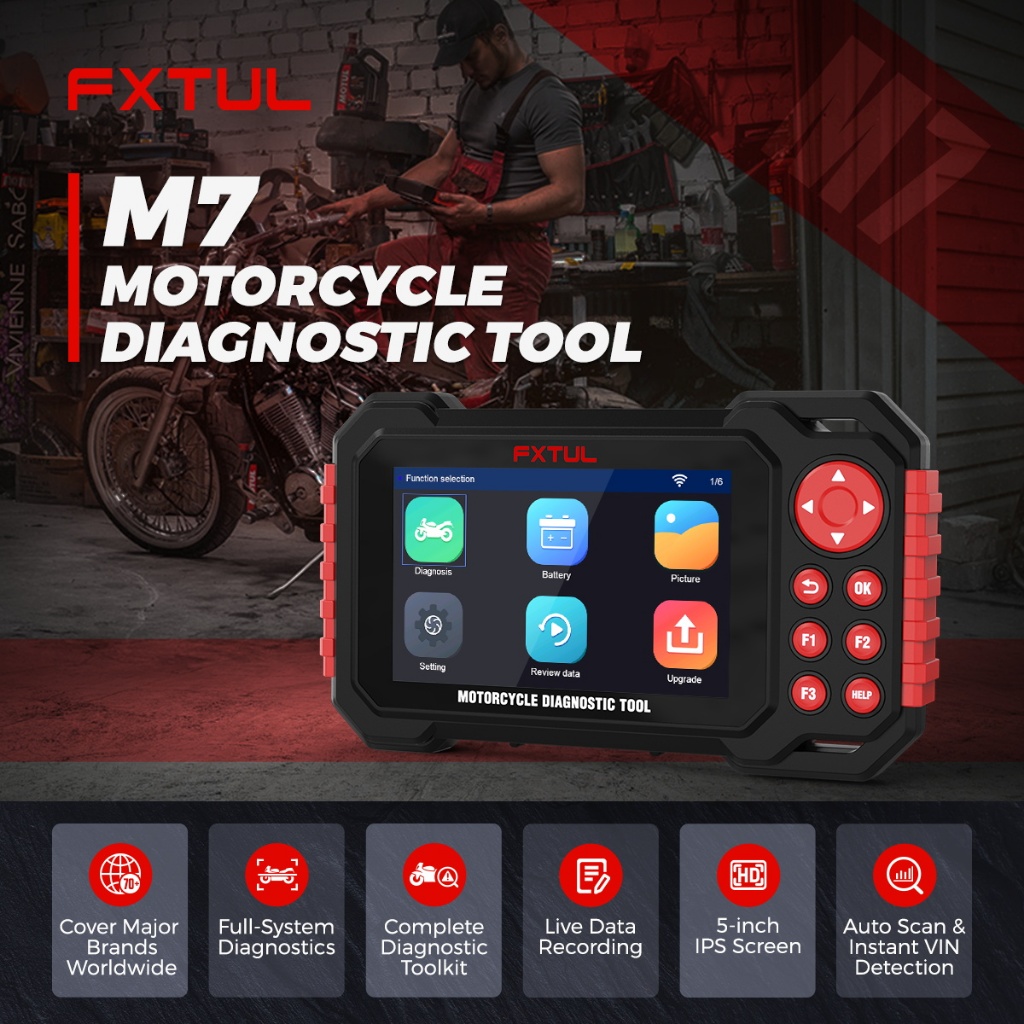 FXTUL M7 Obd2 Scanner Motorcycle diagnostic scanner Battery tester ...