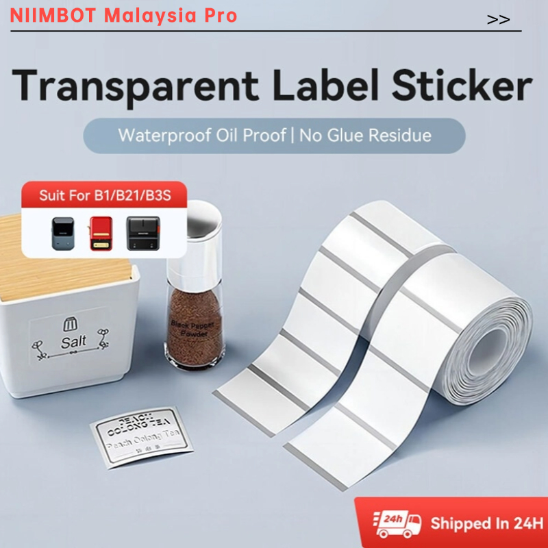 Niimbot B1/B21/B21Pro/B3S/B31 Transparent Label Sticker Waterproof Oil ...