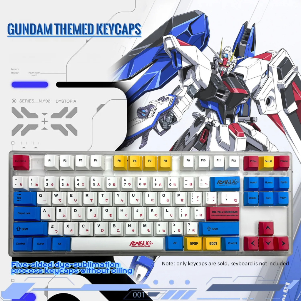 Gundam Original/MDA 4-Sided Transparent PBT Sublimation Keycap for Mad ...