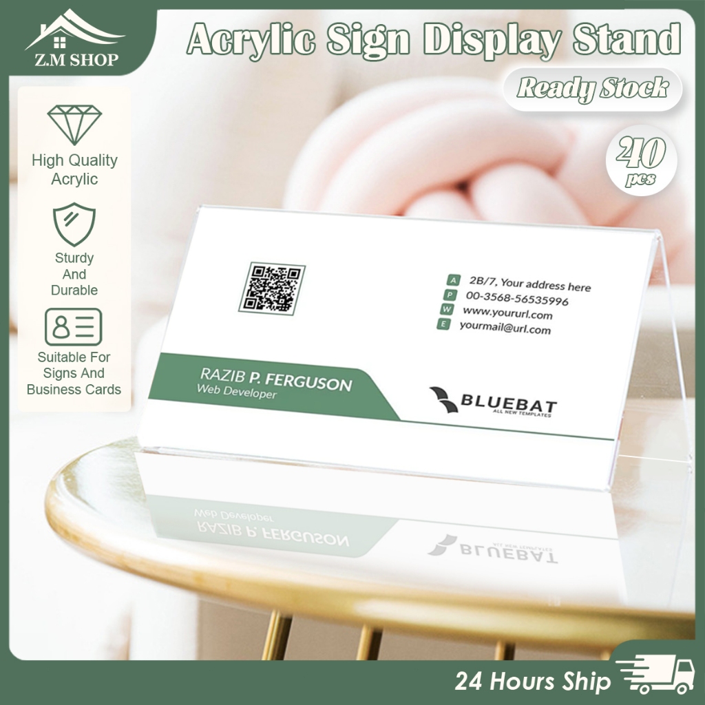 40pcs 2*4cm Acrylic Sign Display Stand and L Shape Mini Sign Display ...