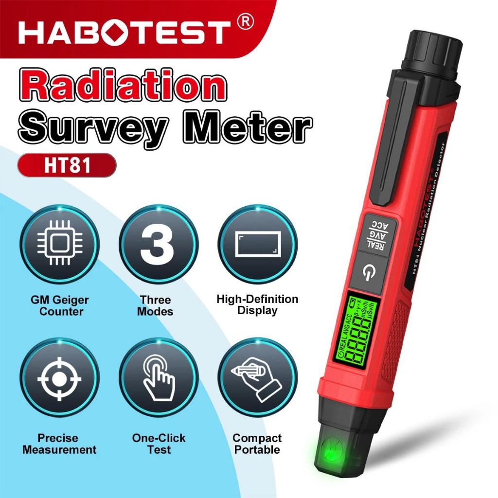 HABOTEST HT81 Geiger Counter Pen Radiation Dosimeter Food X-ray γ β α ...