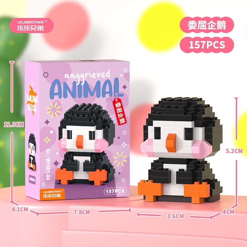 cartoon penguin compatible lego antarctic ice style colorful micro ...