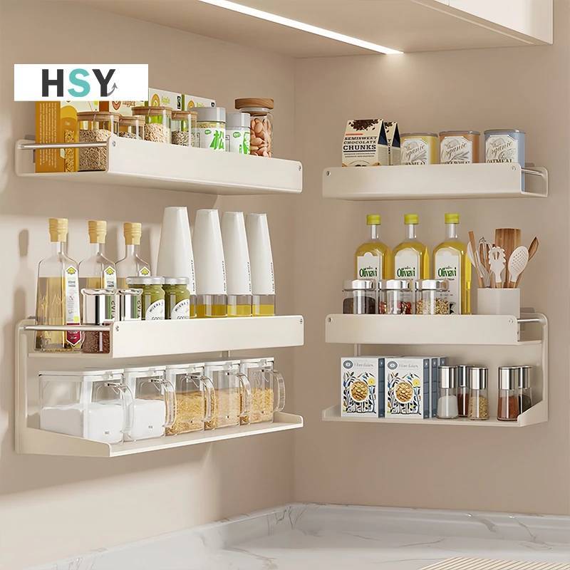 HSY Wall Mount Rack No Drill Spice Rack Heavy Duty Shelf Organizer ...