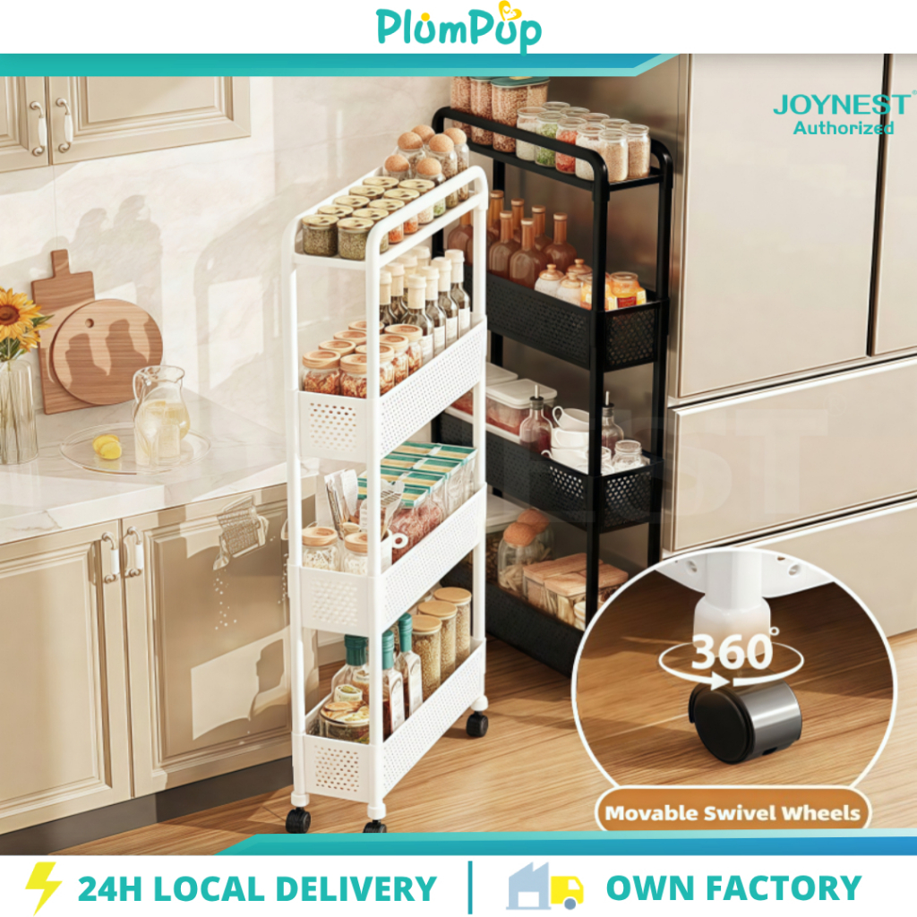 3/4 Tier Gap Stroage Rack Movable Narrow Shelf Kitchen Storage Trolley ...