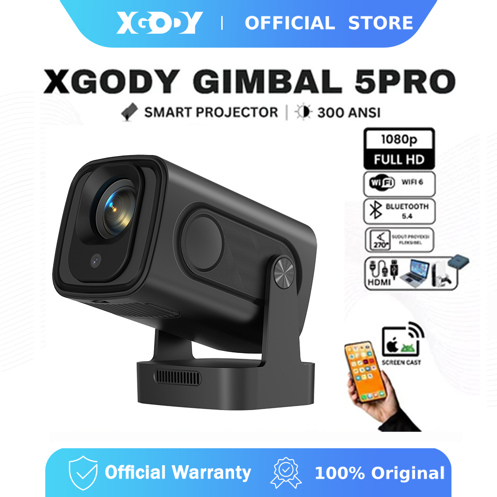 XGODY Gimbal 5 Pro Portable Projector Auto Focus 4K Native 1080P ...