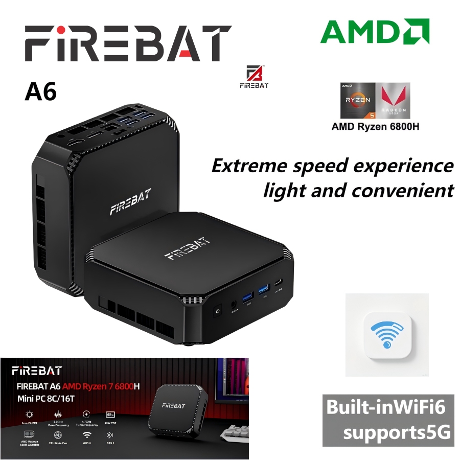 FiREBAT AMD Radeon Triple Screens A6 Mini PC (16GB RAM/512GB SSD