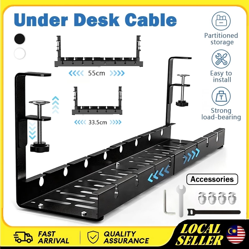 Extendable Under Desk Cable Management Wire Organizer Tray Table Pc ...