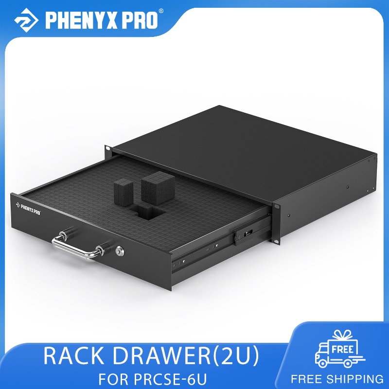 Phenyx Pro PRDWR-2U Locking Rack Drawer Metal Rack Mount Drawer Pre-cut ...