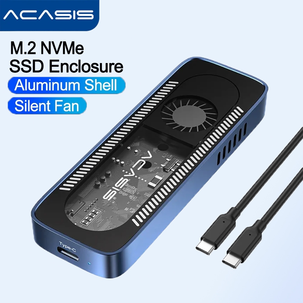 ACASIS M.2 NVMe SSD Enclosure 10Gbps NVME SSD Case Built-in Cooling Fan ...