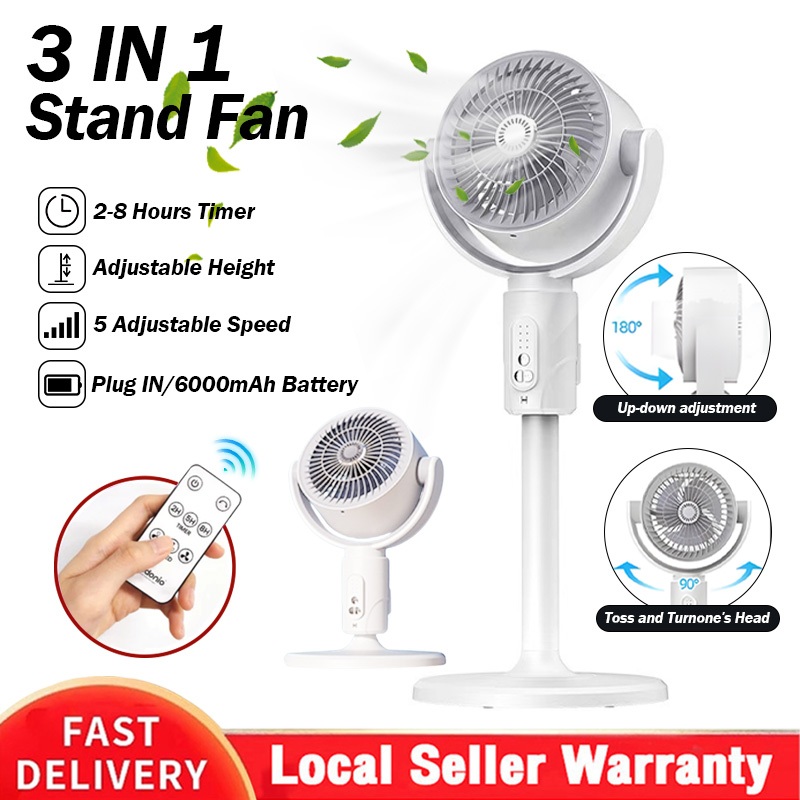 【24H Shipping】Kipas Camping rotatable Charging fan Retractable Remote ...