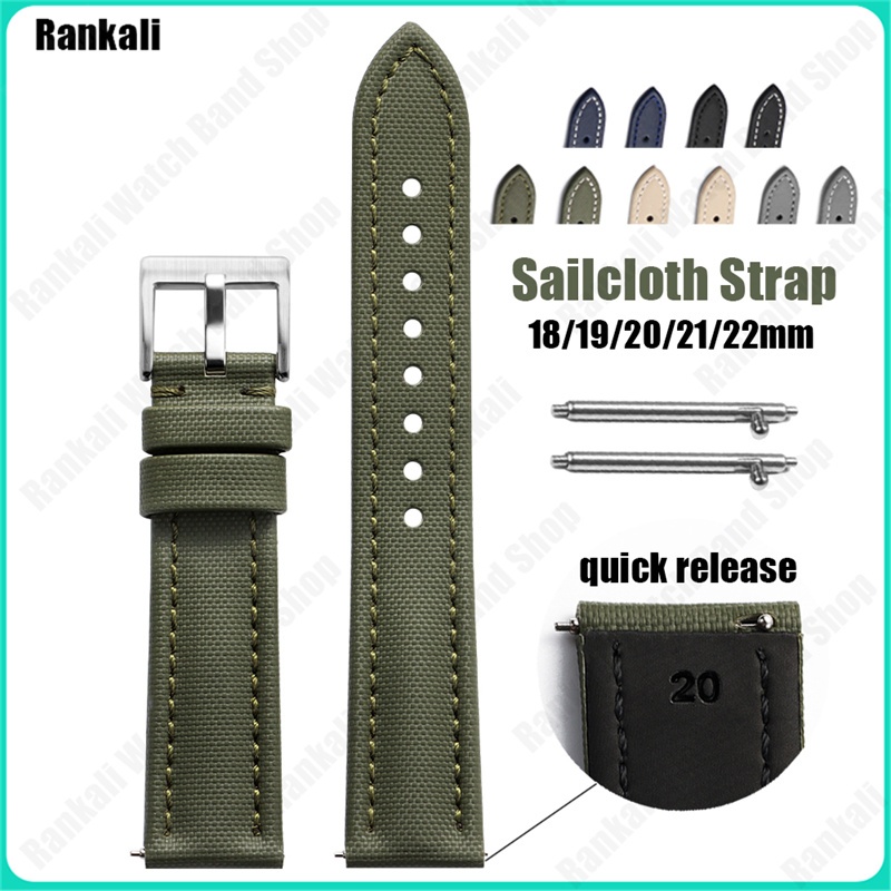 High Quality Sailcloth Nylon Canvas Watch Strap 18mm 19mm 20mm 21mm ...