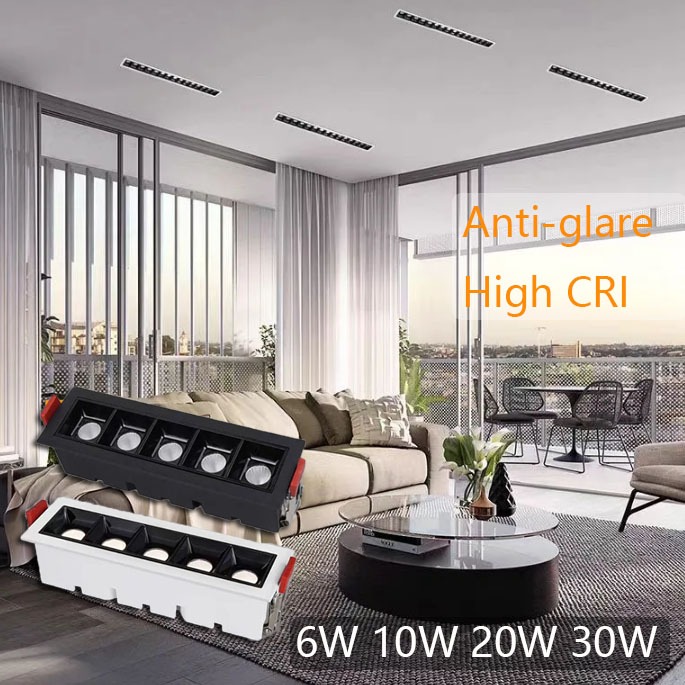 Led Ceiling Lights Line Spotlight Recessed Rectangle Grille Lamp 6W 10W ...