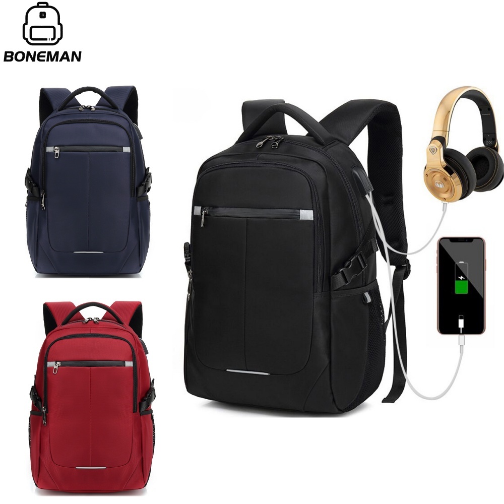 BONEMAN Men's Waterproof Laptop Backpack Student Backpack 15.6-inch ...