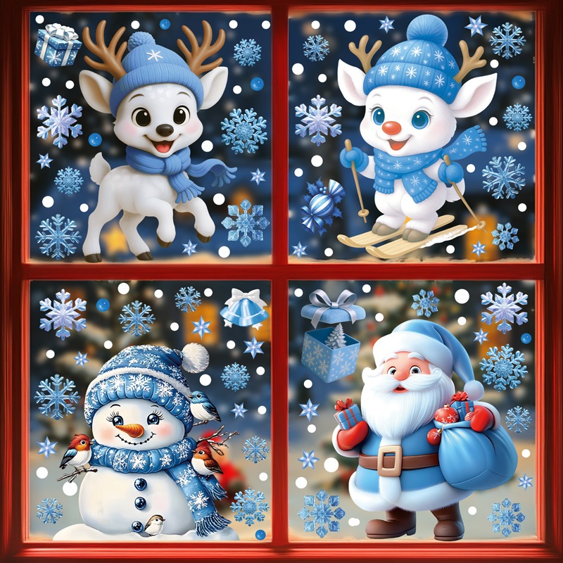 Christmas Decorations Cartoon Santa Claus Window Stickers Christmas ...