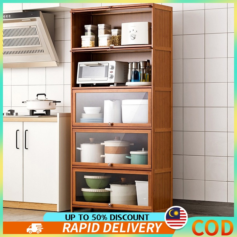 Almari Dapur Bertutup 1/2/3/4/5 Layes Kitchen Storage Rack Transparent ...