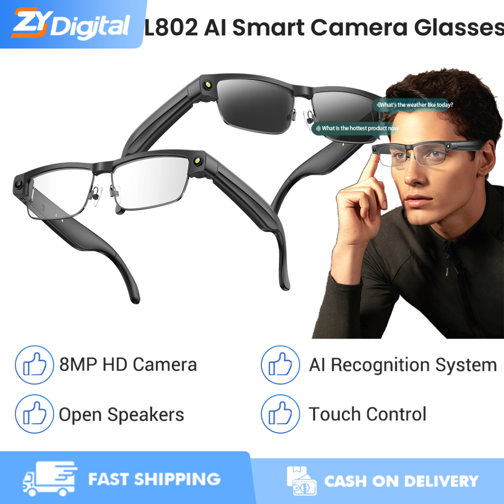 L802 Smart Glasses AI Camera Glasses 8MP Shooting + Real-time ...