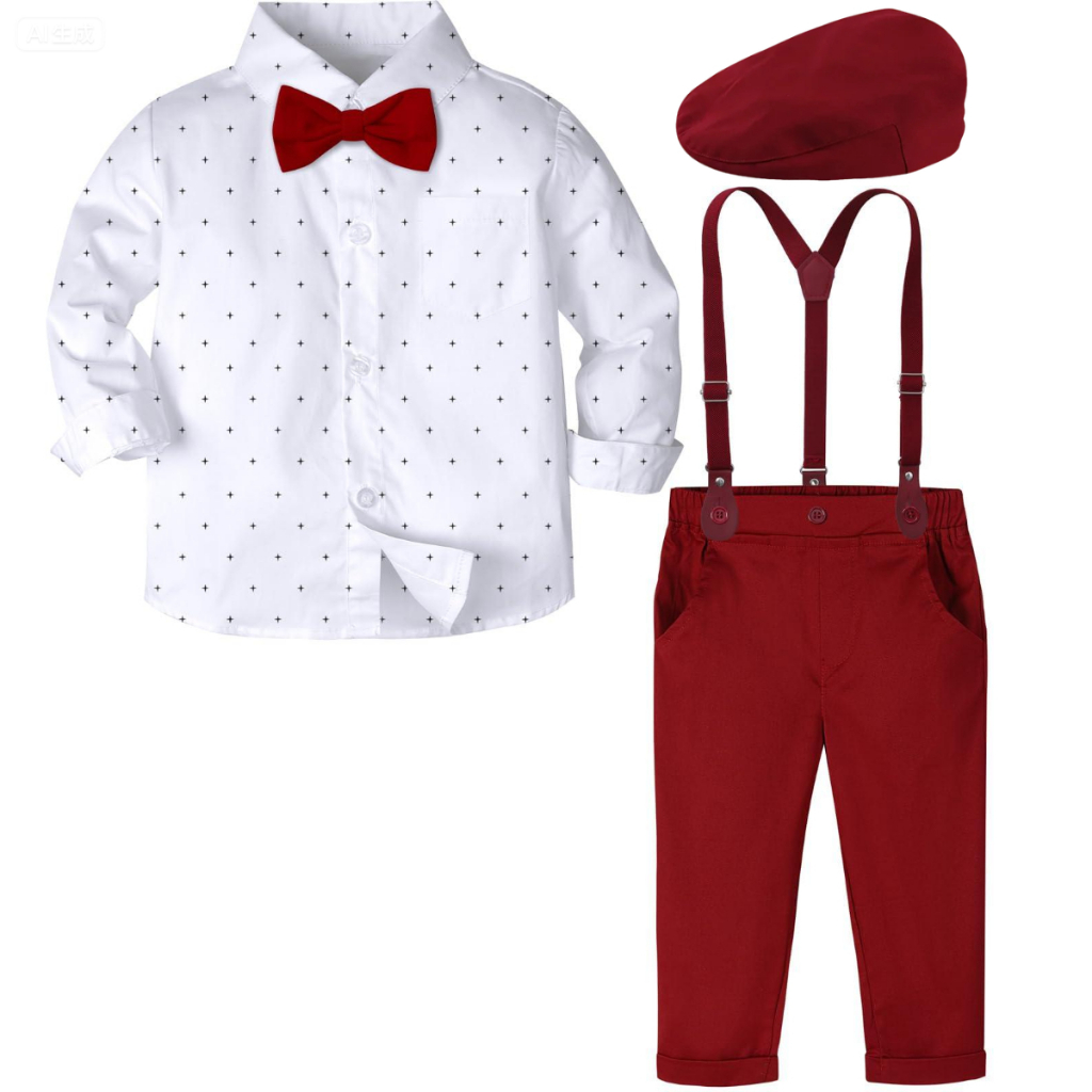 Newborn Baby Boy Gentleman Outfit – Bowtie, Long Sleeve Shirt & Pants Set, Blue