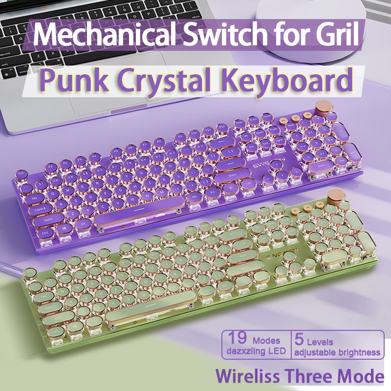 Steampunk Keycap Mechanical Keyboard, Crystal Keyboard, Wireless ...