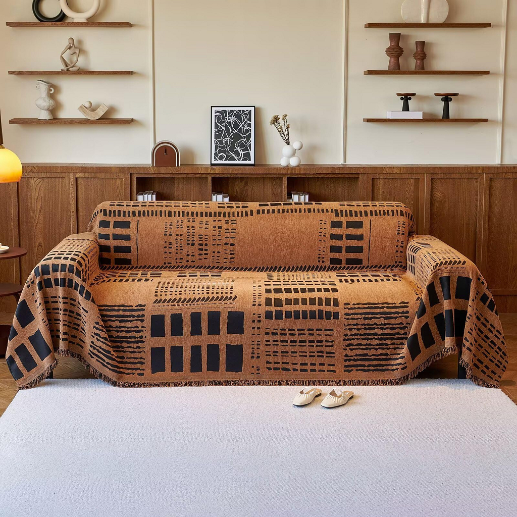 Housse De Canapé Réversible Chenille Boho - Protection Anti-Griffures Chat, Lavable Et Douce