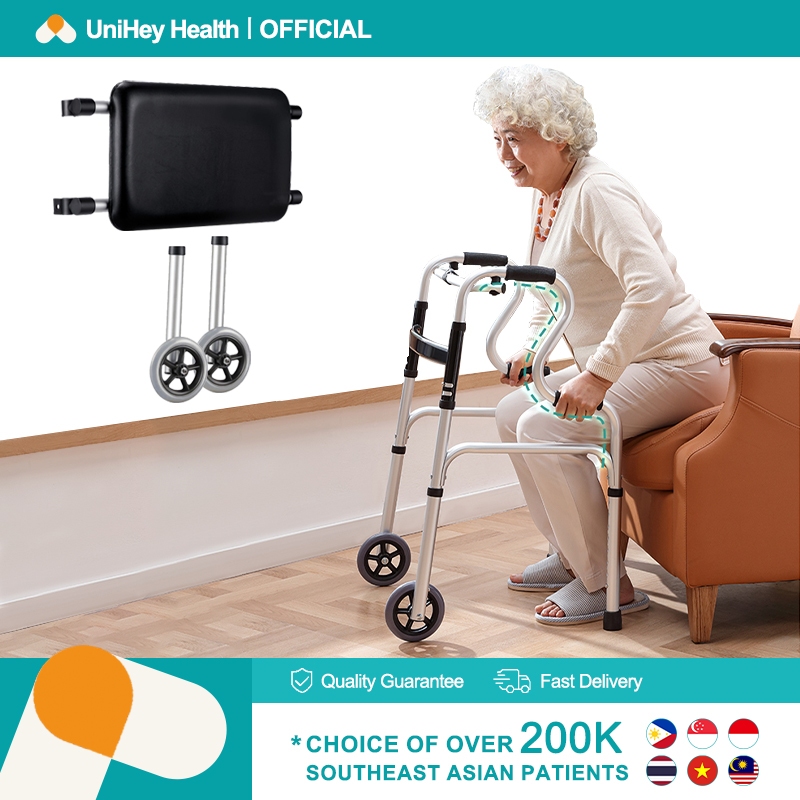 【UniHey】Walking Frame for Elderly Heavy Duty Foldable Walker with ...