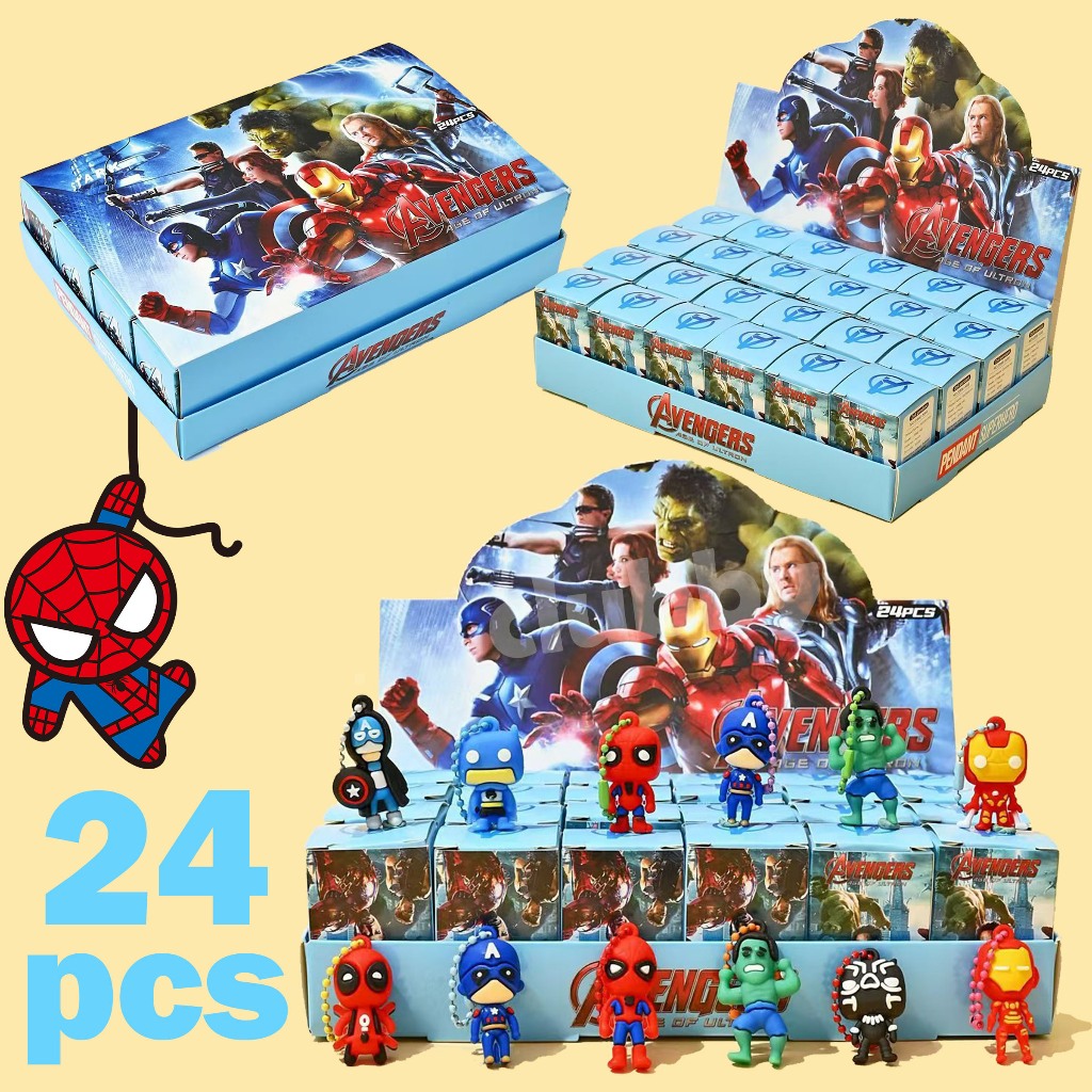 24 Marvel blind box Keychain mini Spiderman Iron Man cute legends key ...