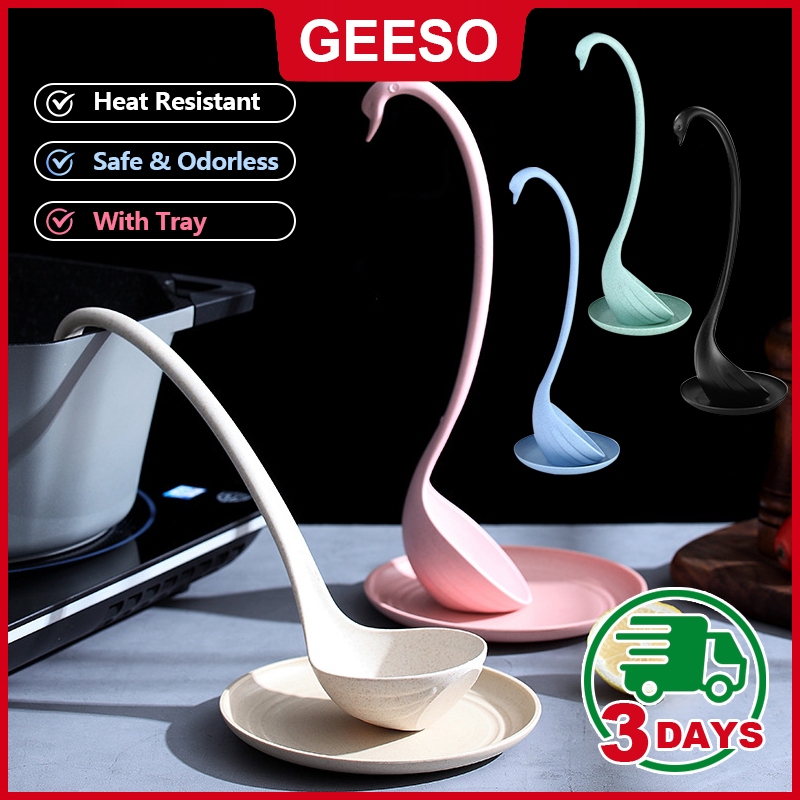 GEESO Swan-shaped Spoon Scoop Soup Senduk Angsa with Tray Quality ...