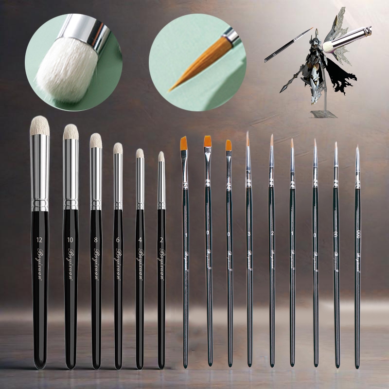 Model Painting Brush Set Professional 15pcs Dry Paint Brushes and ...