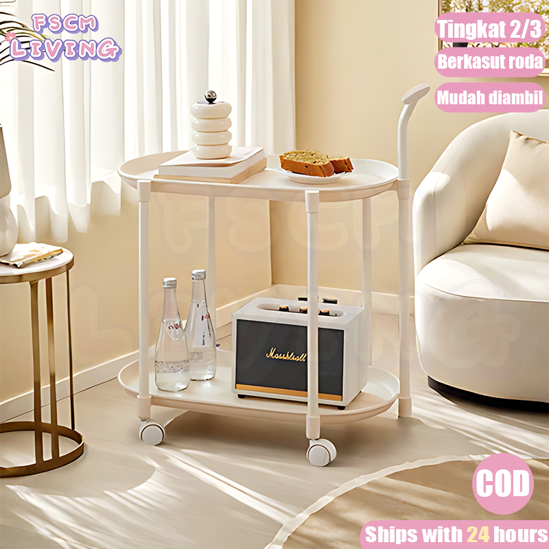 COD Removable Trolley Side Table With Wheels Small Coffee Table Tray ...
