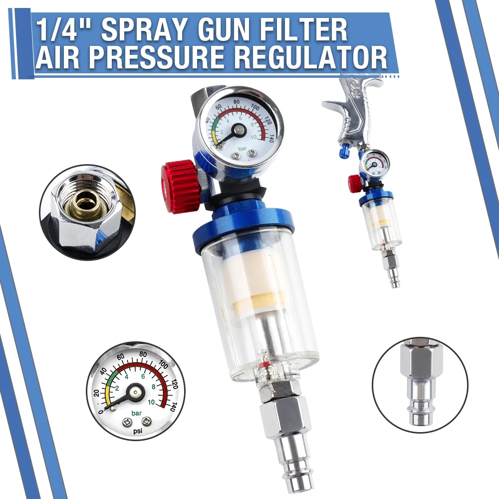 G1/4in Thread Spray Paint Gun Air Pressure Regulator Pressure ...