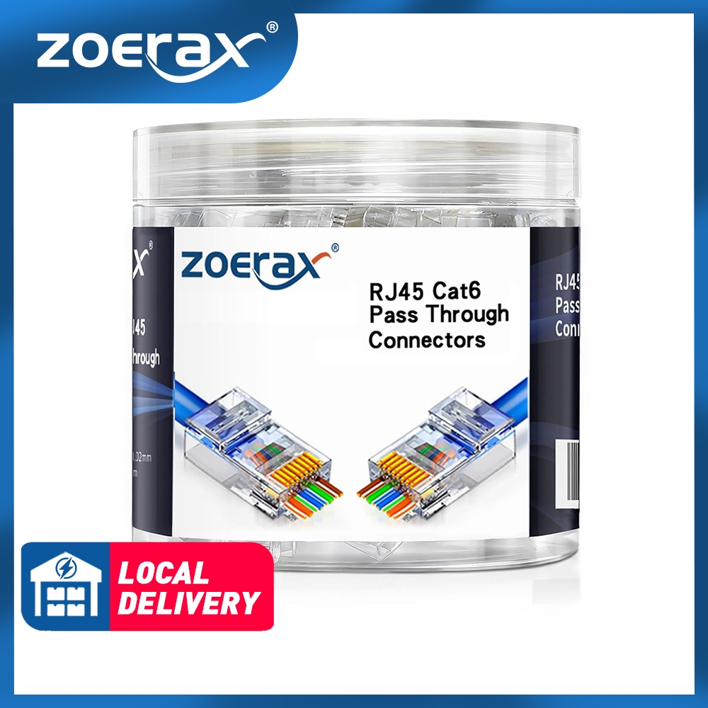 ZoeRax 50PCS CAT6/CAT5E RJ45 Pass Through Connector, 8P8C Modular Plug ...