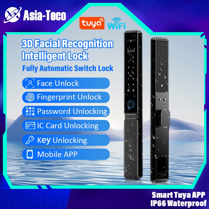 Tuya APP 3D Facial Recognition Smart Fingerprint Door Lock Waterproof ...