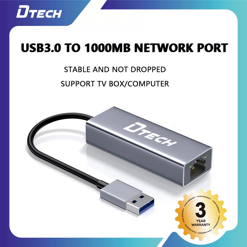 DTech USB to Ethernet Adapter 3.0 10/100/1000 mbps Gigabit Wired ...
