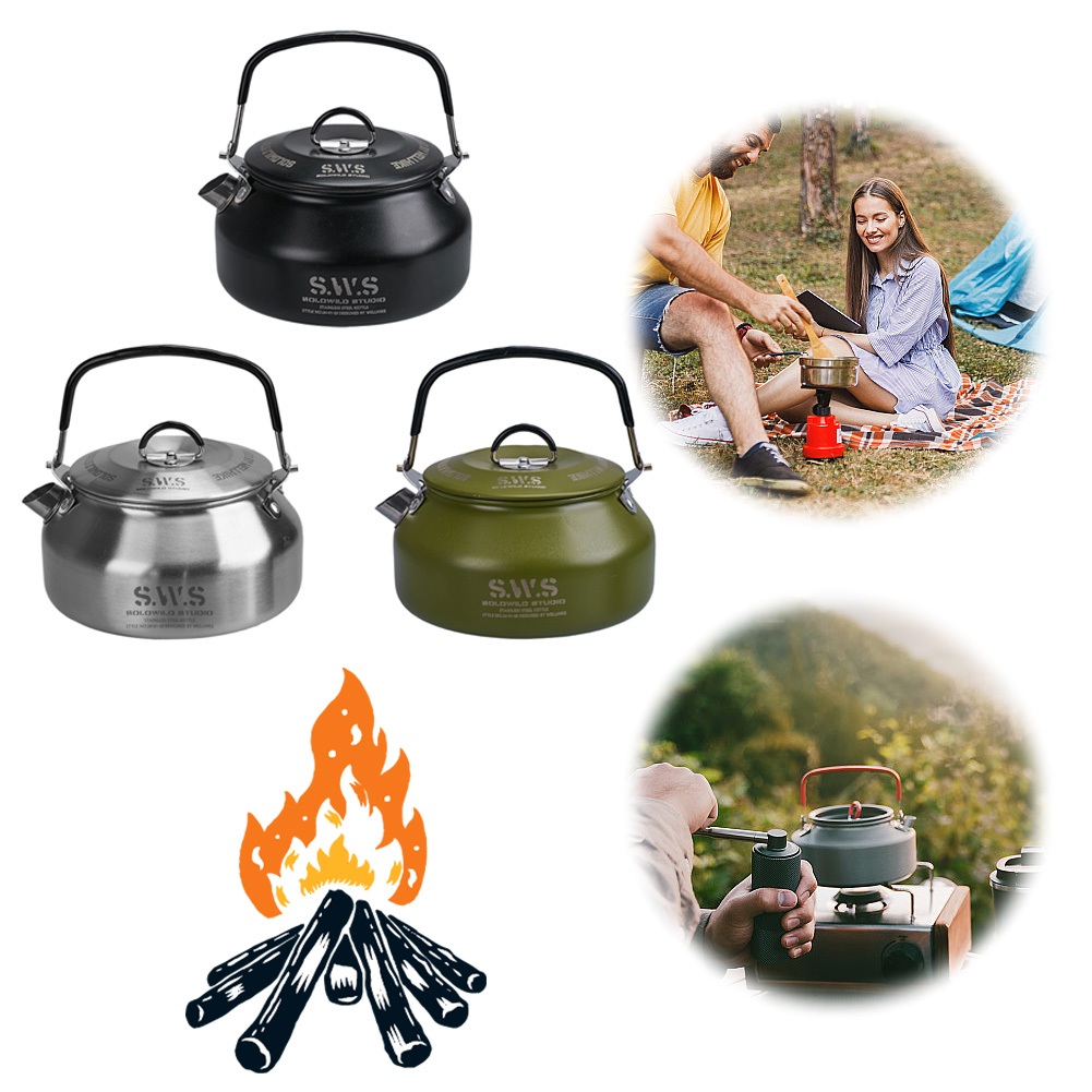 Special Offers 0.8L Outdoor Camping Kettle 304 Stainless Steel Portable ...